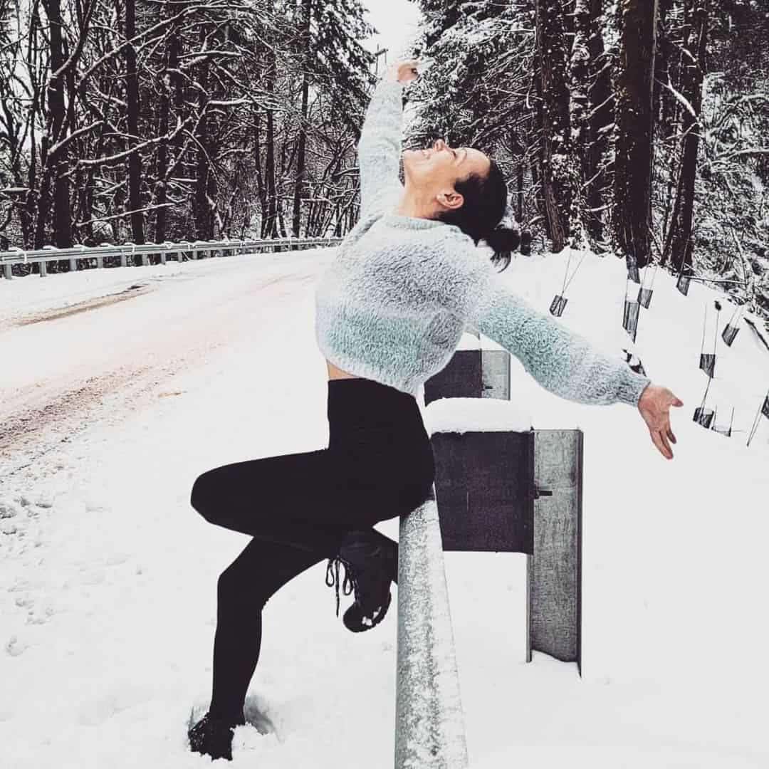 Fuzzy Sweater and Black Leggings