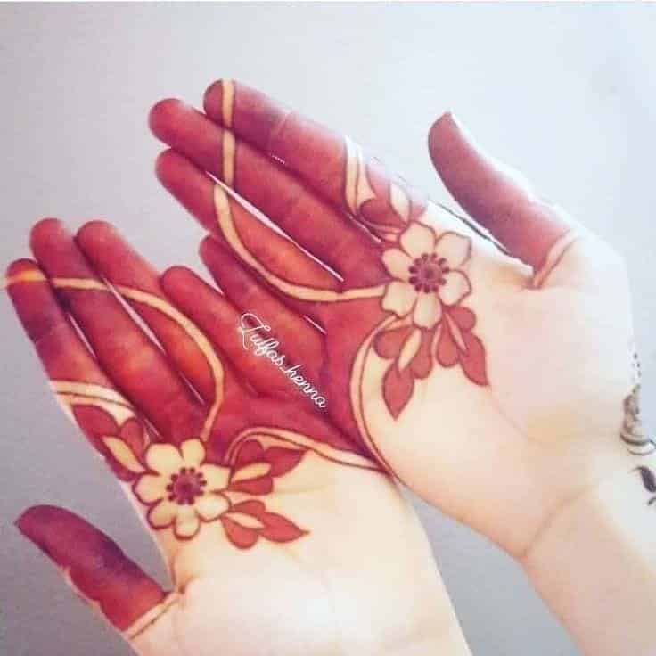 Red Palm and Fingers Henna Tattoo