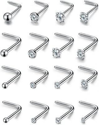 Best L-Shaped Nose Stud: Monily L-Shaped Nose Studs