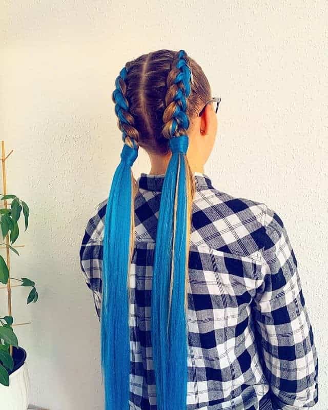 Dutch Braid Pigtails With Azure Highlights