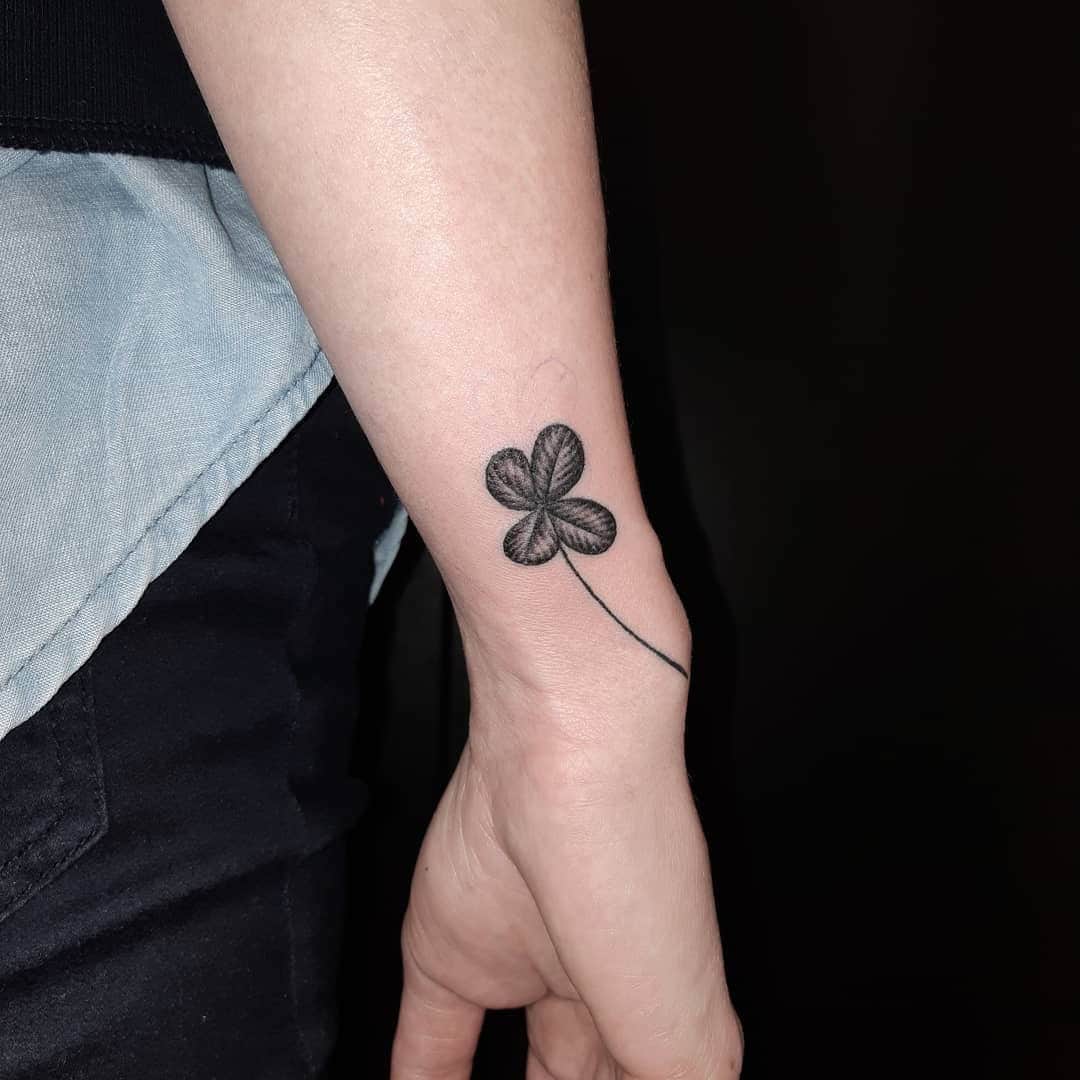 Black and White Four-Leaf Clover