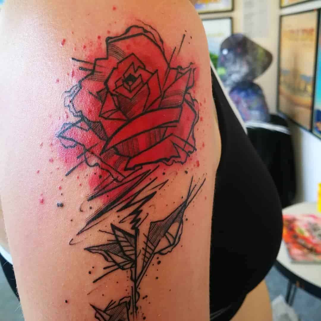 Scratchy Rose Tattoo on Arm