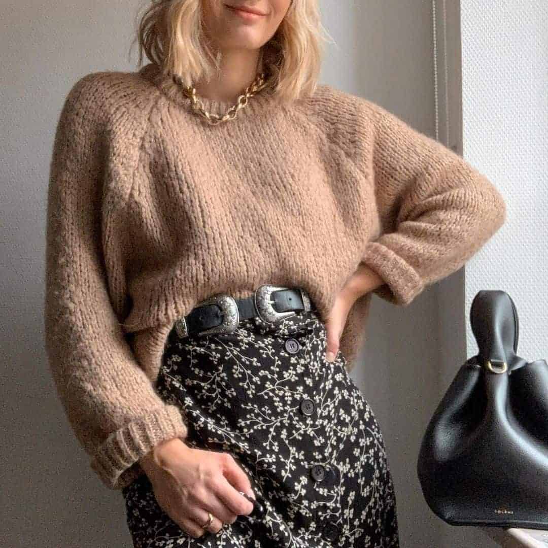 Button up Skirt and Knitted Sweater