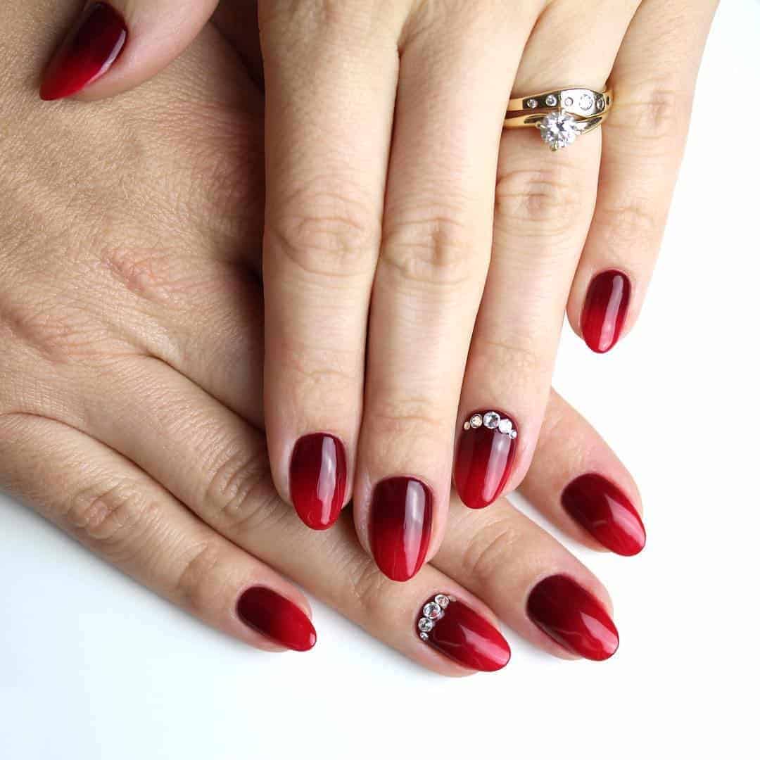 Red and Maroon Ombré Nails