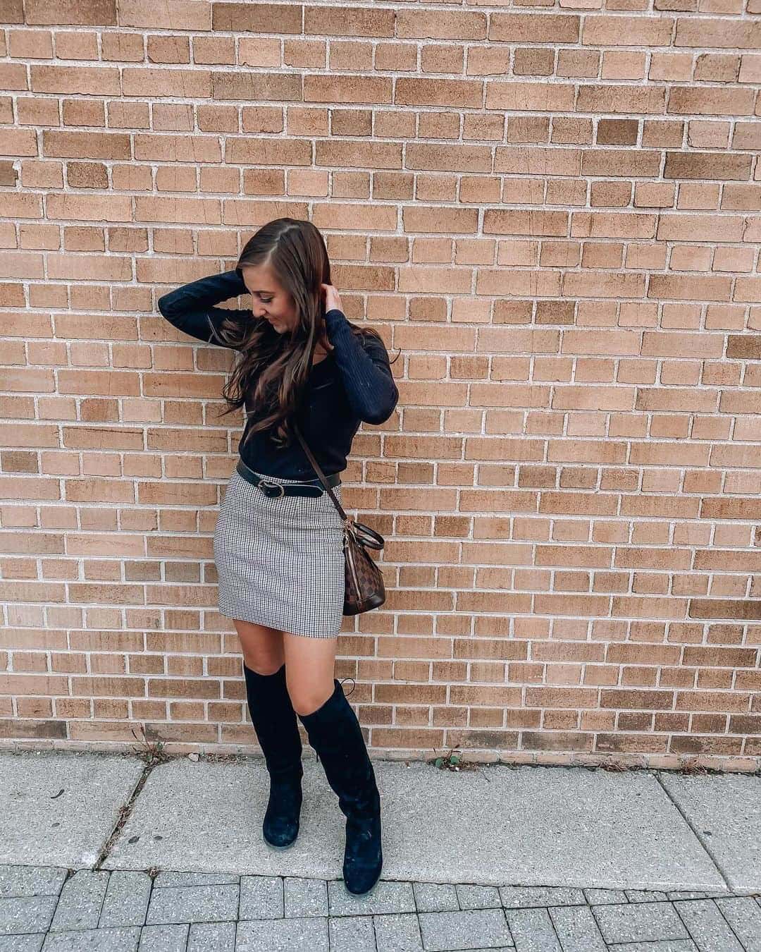 Mini Bodycon Skirt With Long Boots