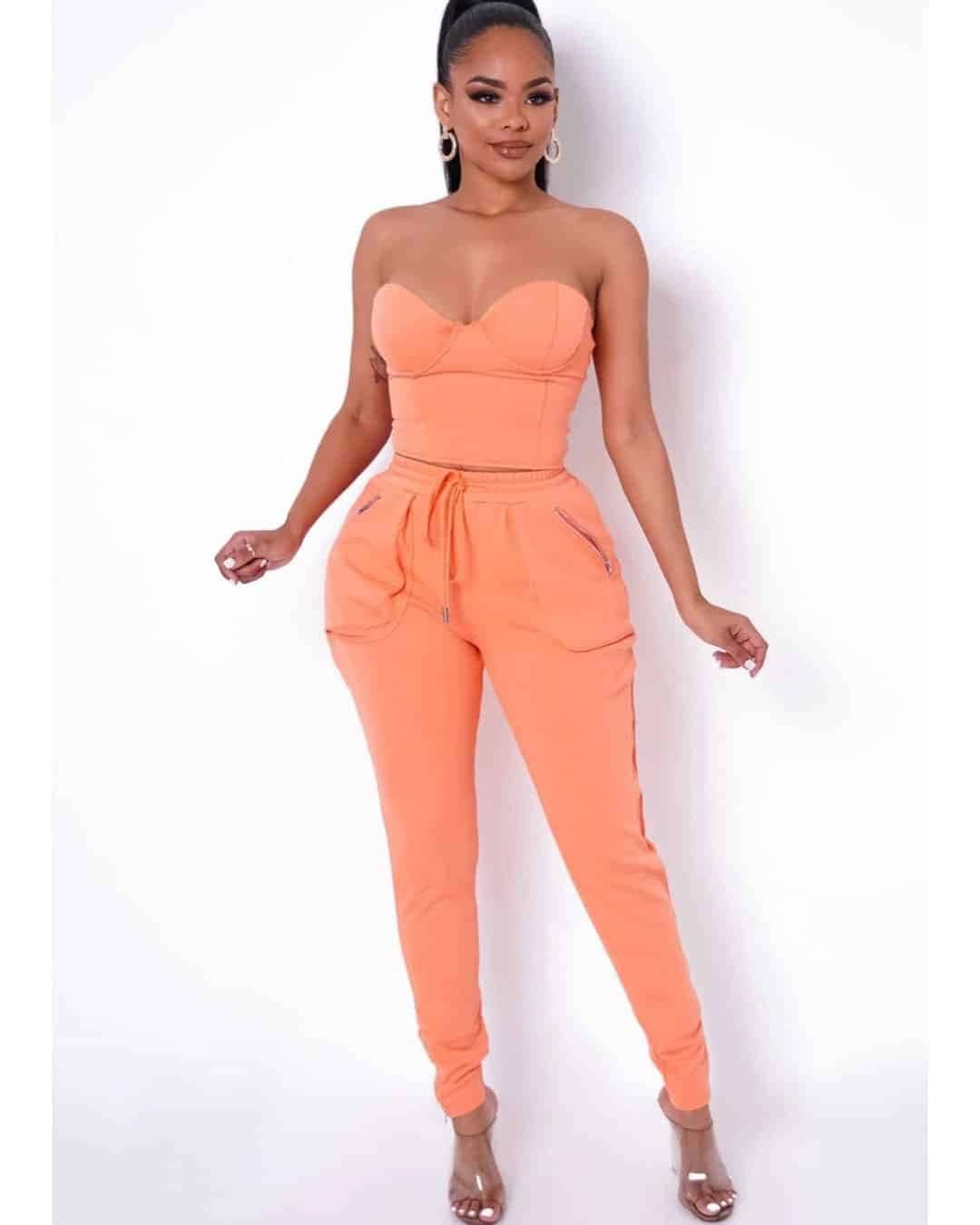 Bustier Top and Joggers Summer Outfit