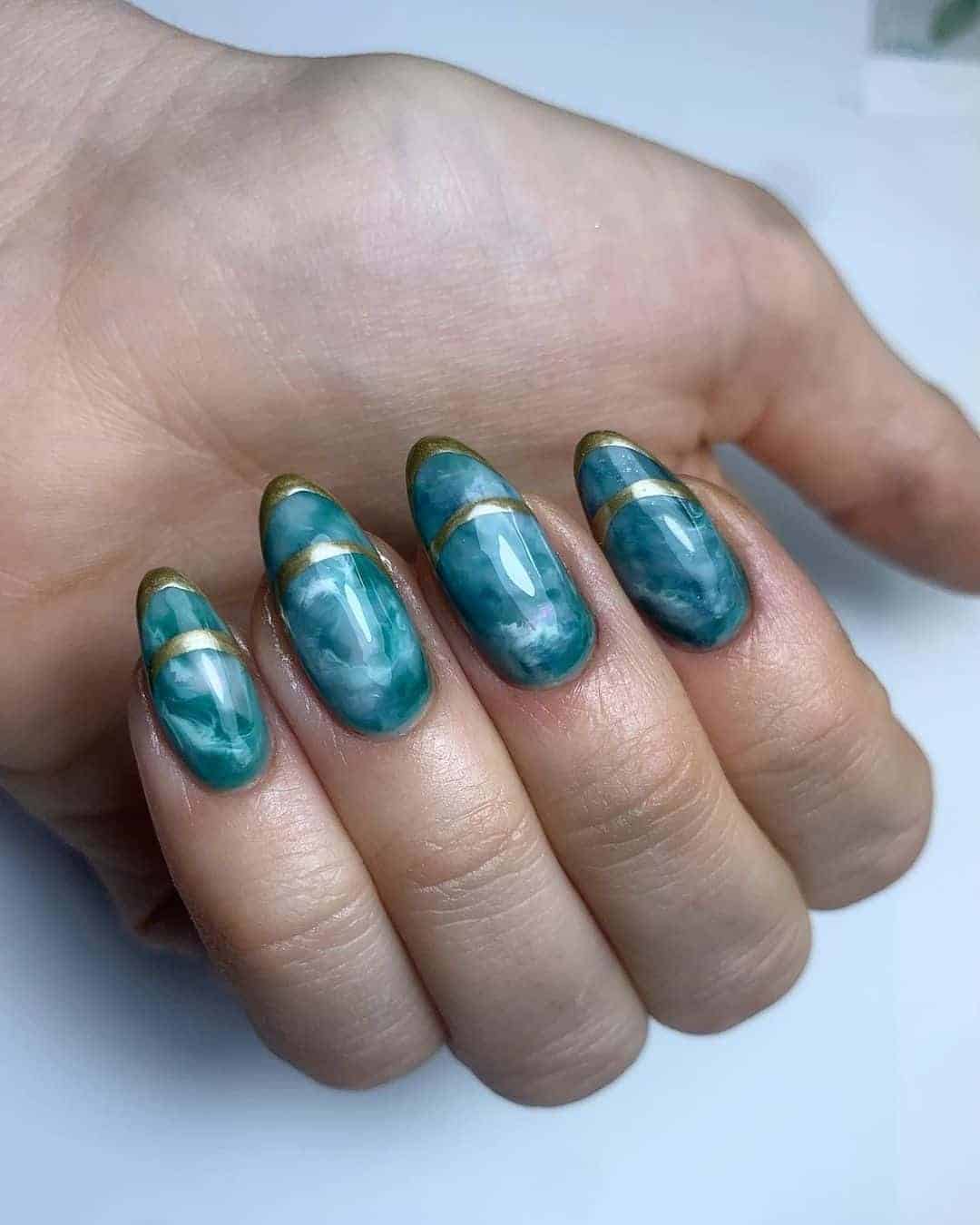 Blue Marble Nails