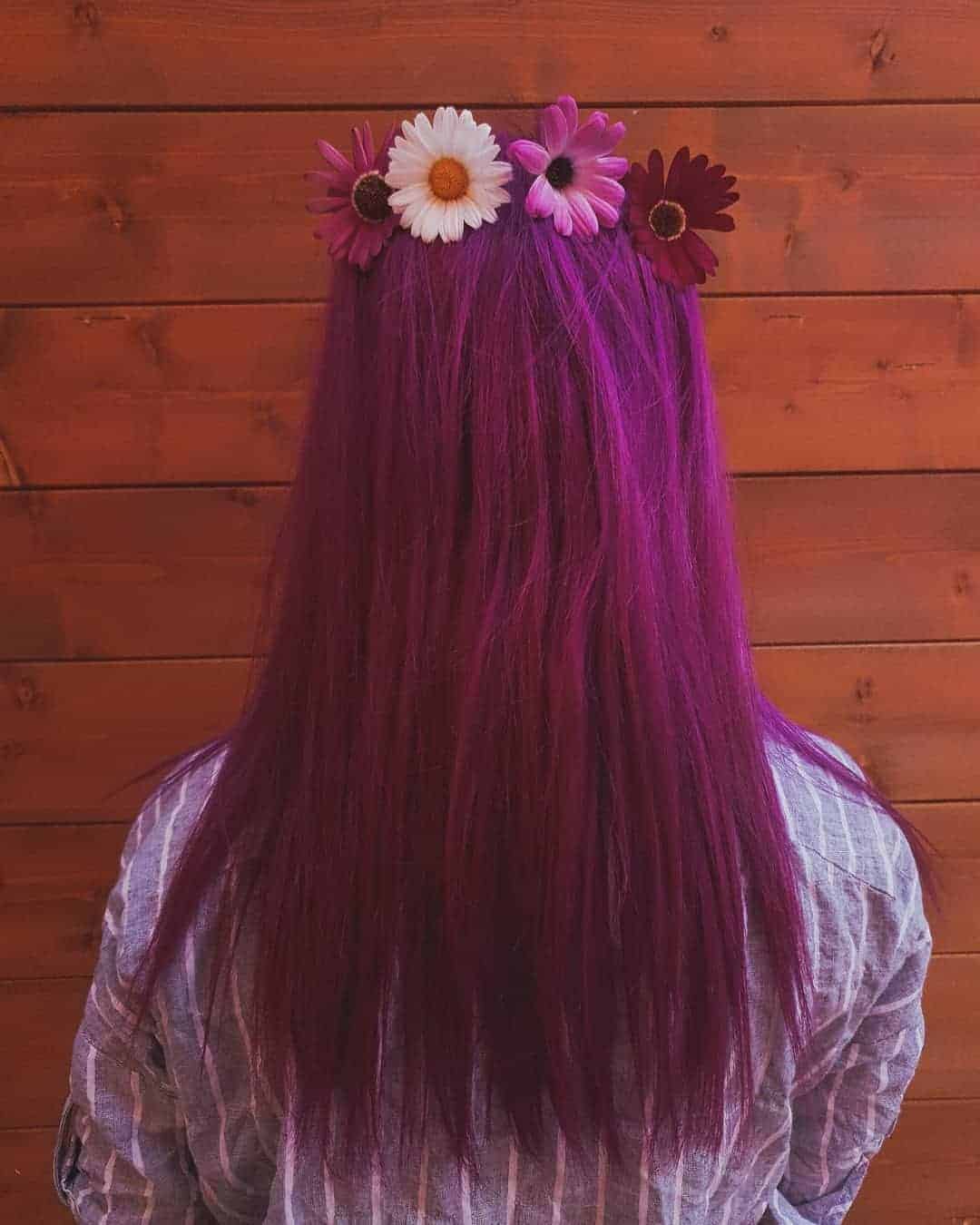 Fuchsia Pink Hair With Floral Tiara