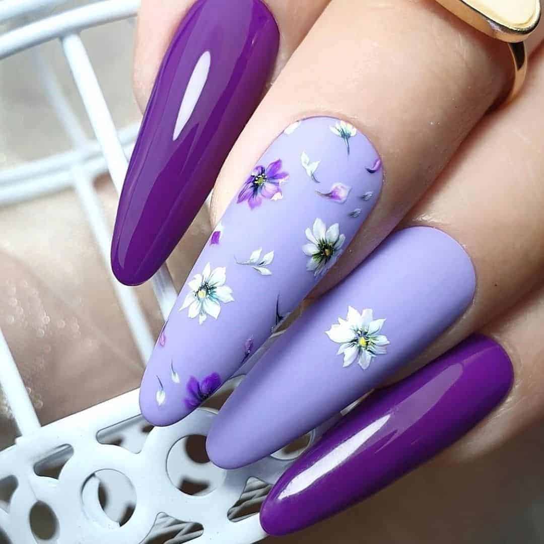 Lilac Floral Nail Art