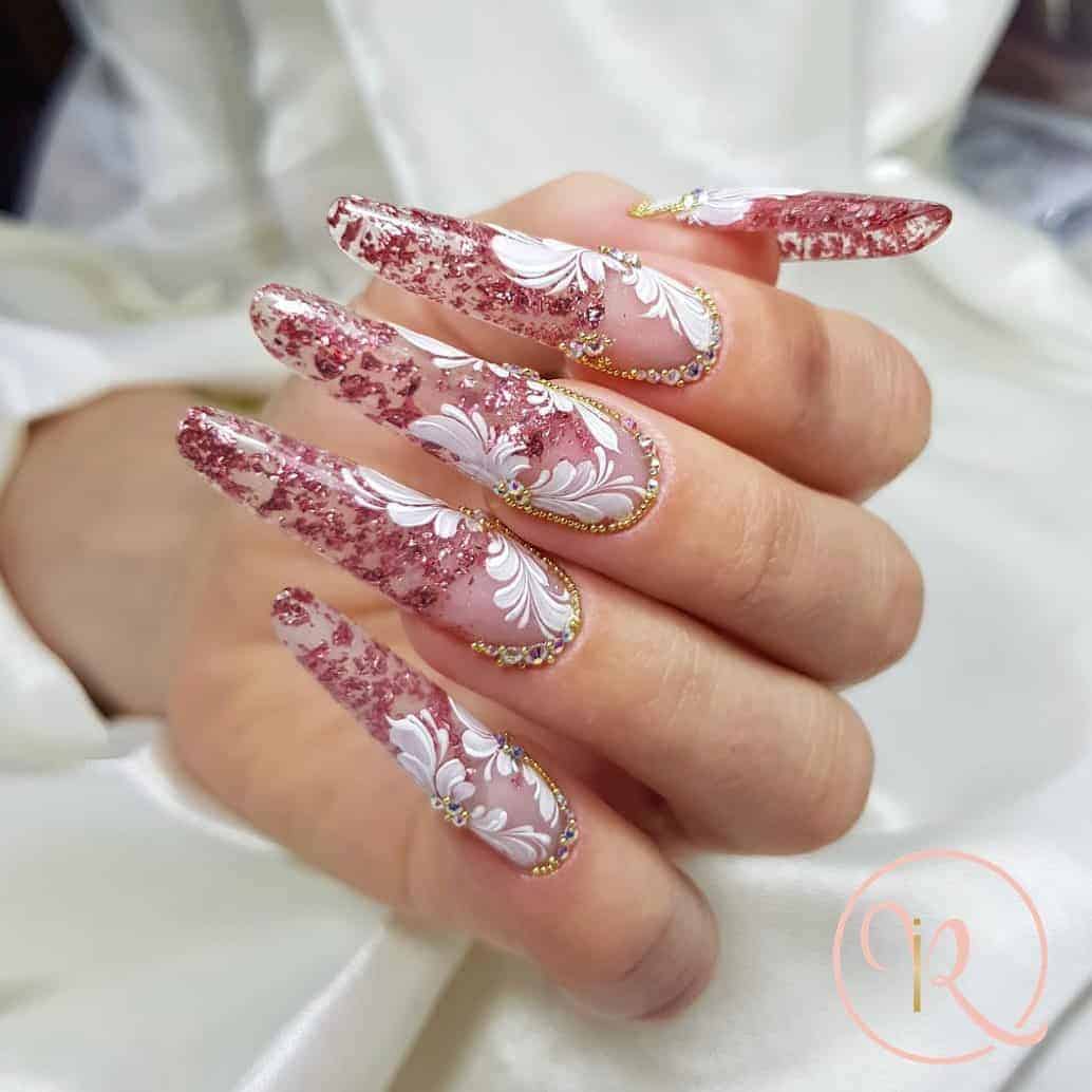 Long Elaborate Valentine’s Day Nails