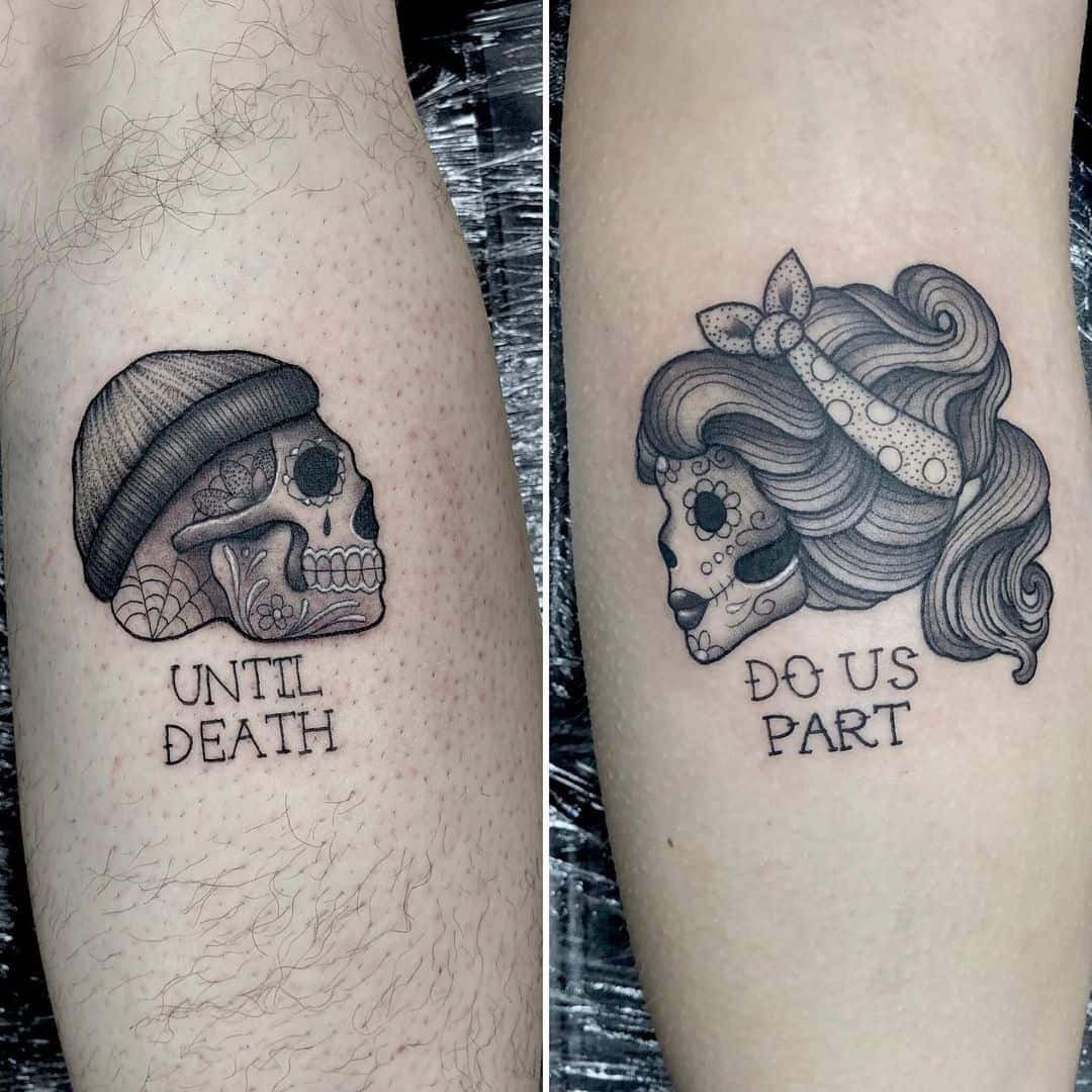 Sugar Skulls Wedding Matching Tattoos