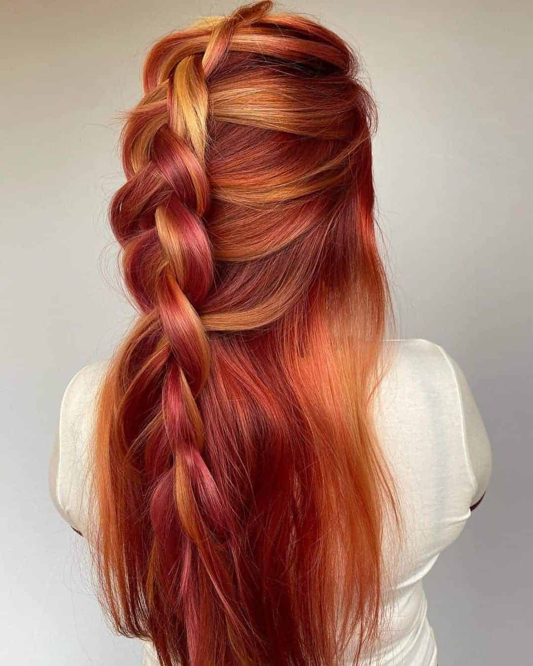 Loose French Braid and Tricolor Hair