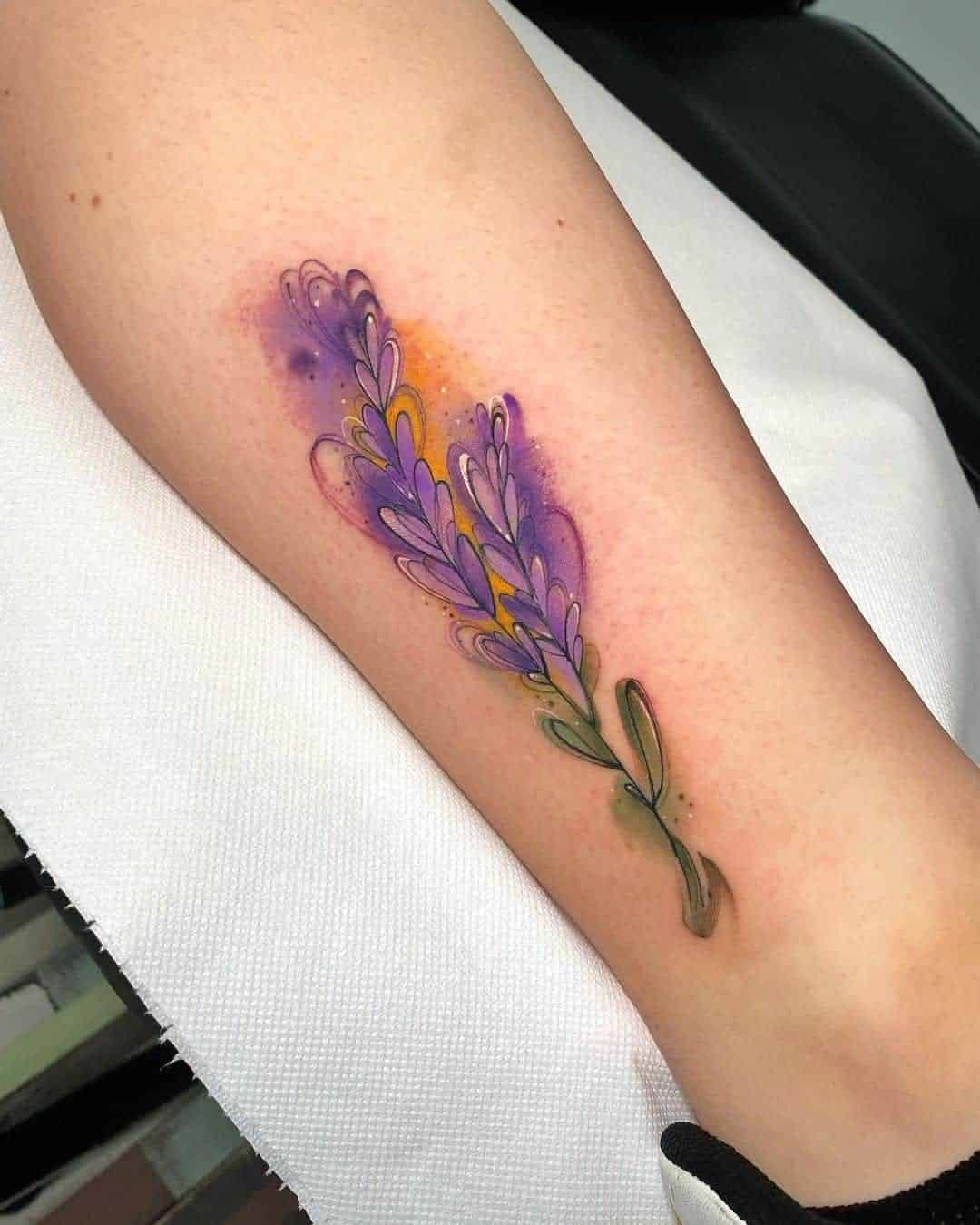 Watercolor Purple Wildflower Tattoo