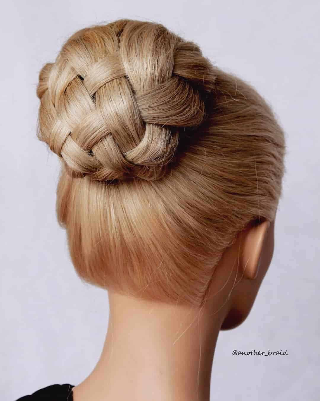 Crisscrossed Lattice Braid High Bun