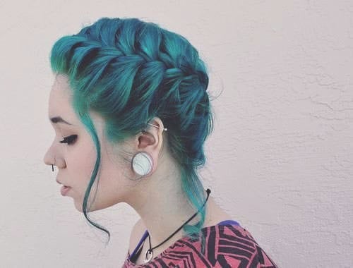 Teal Blue Crown French Braid