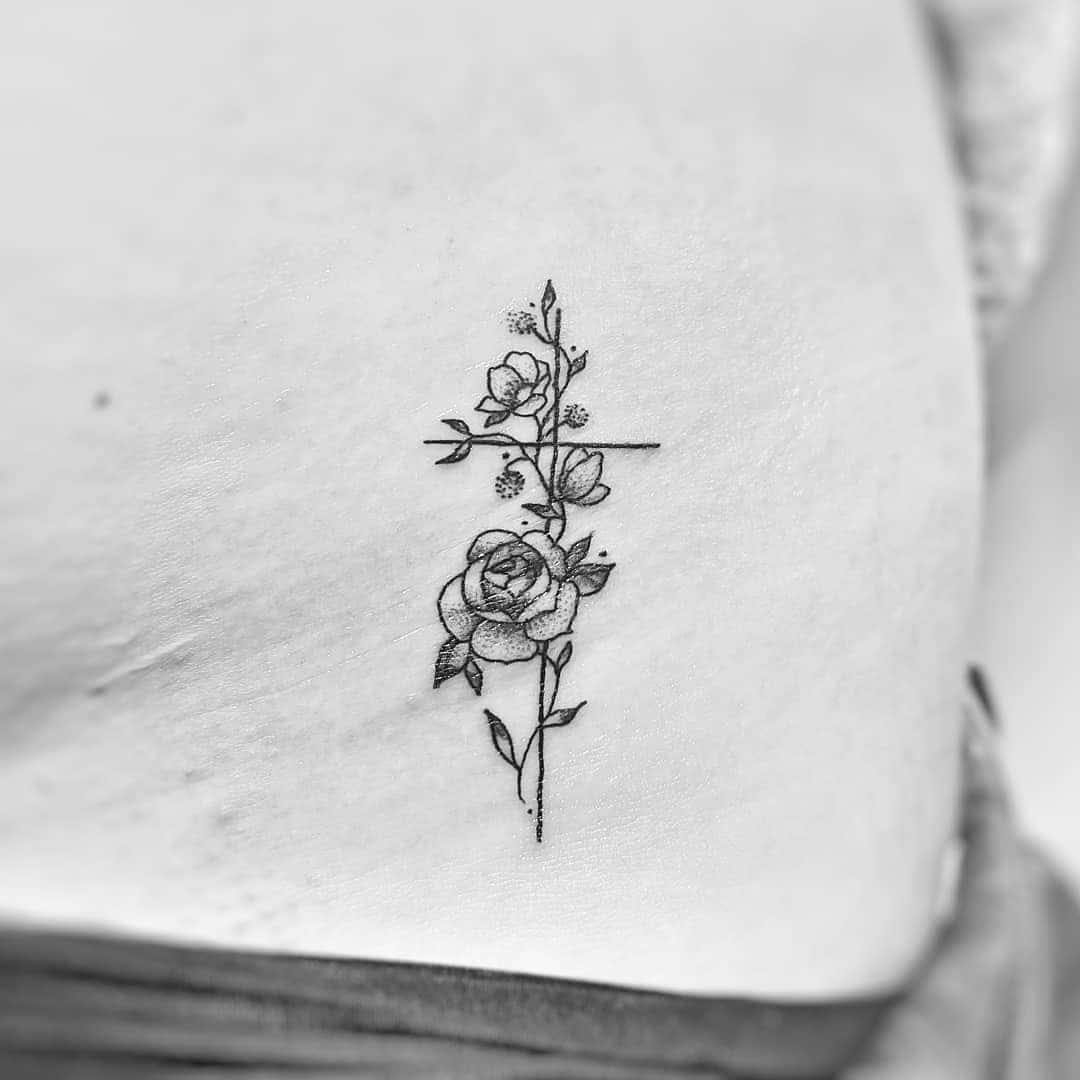 Rose on a Cross Tattoo