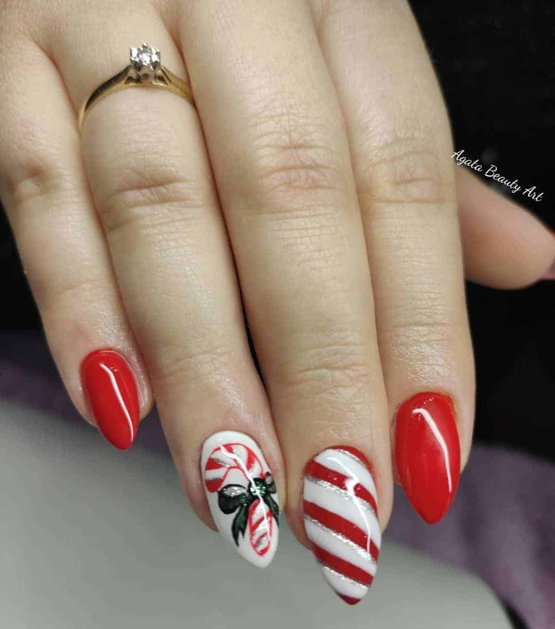 Red Candy Cane Nails