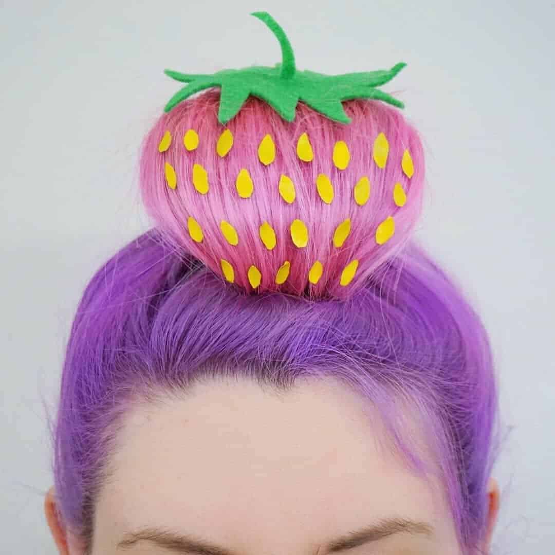 Purple and Pink Strawberry Bun