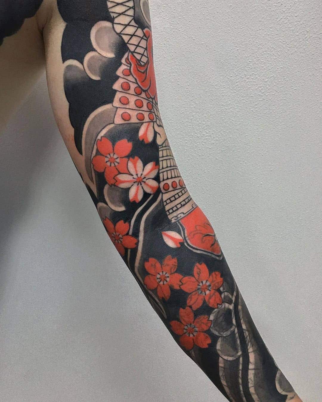 Japanese Sakura Sleeve Tattoo