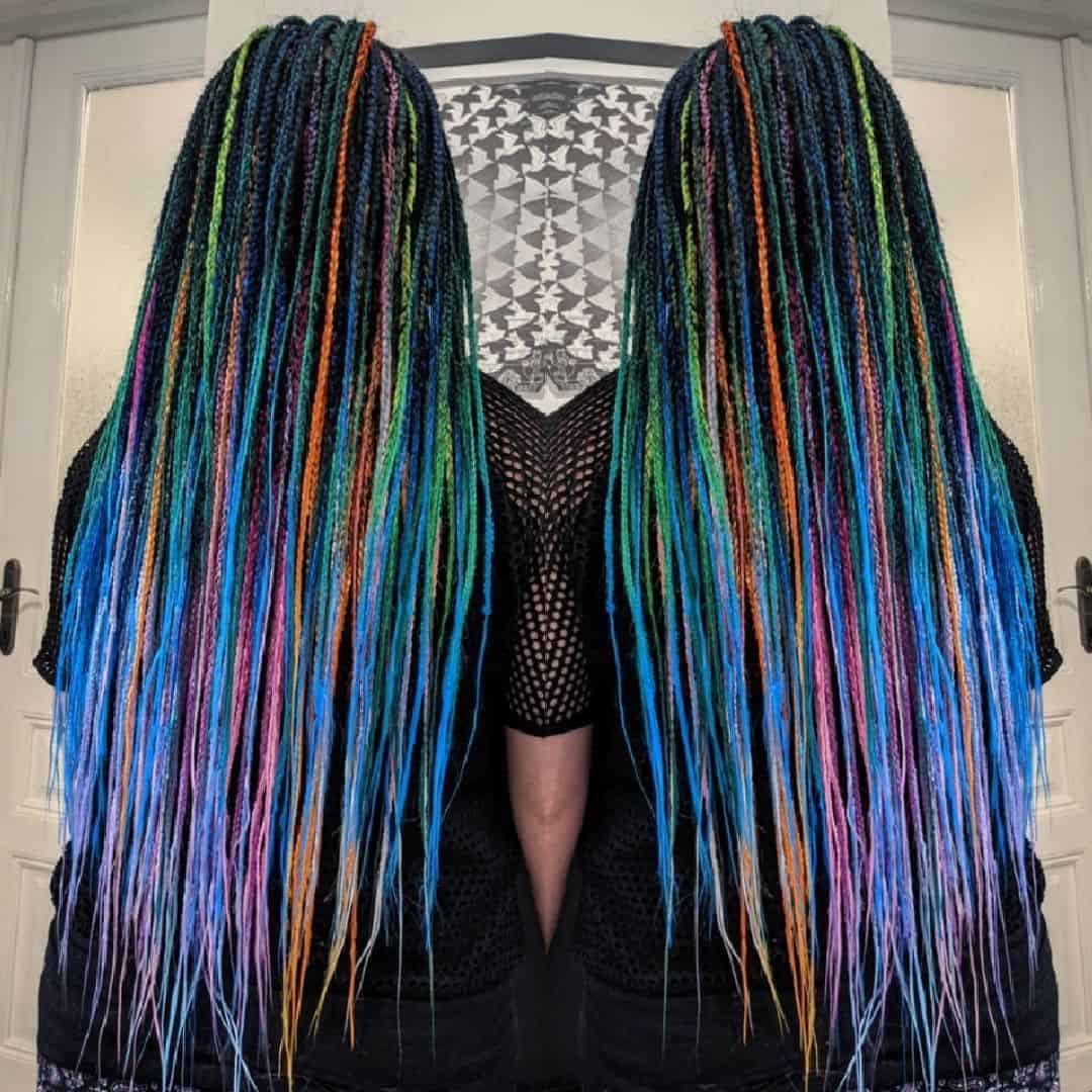 Rainbow Knotless Box Braids