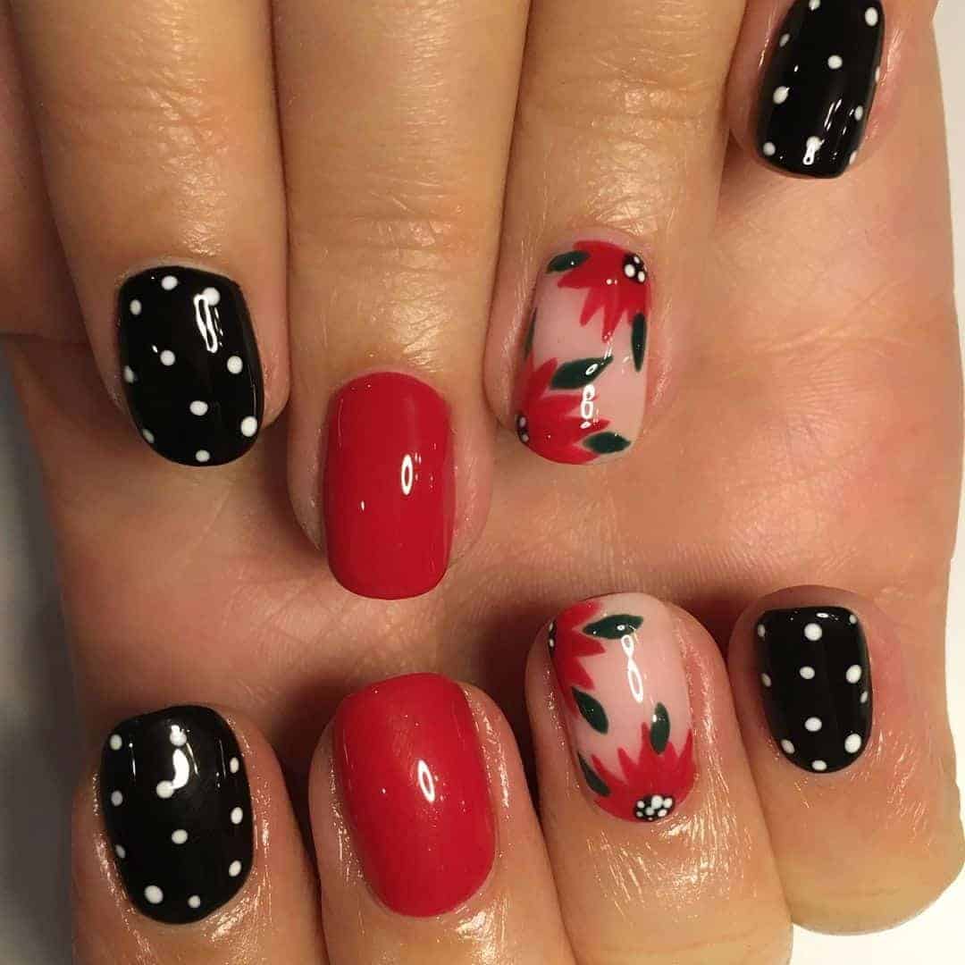 Red Sunflower and Polka Dots