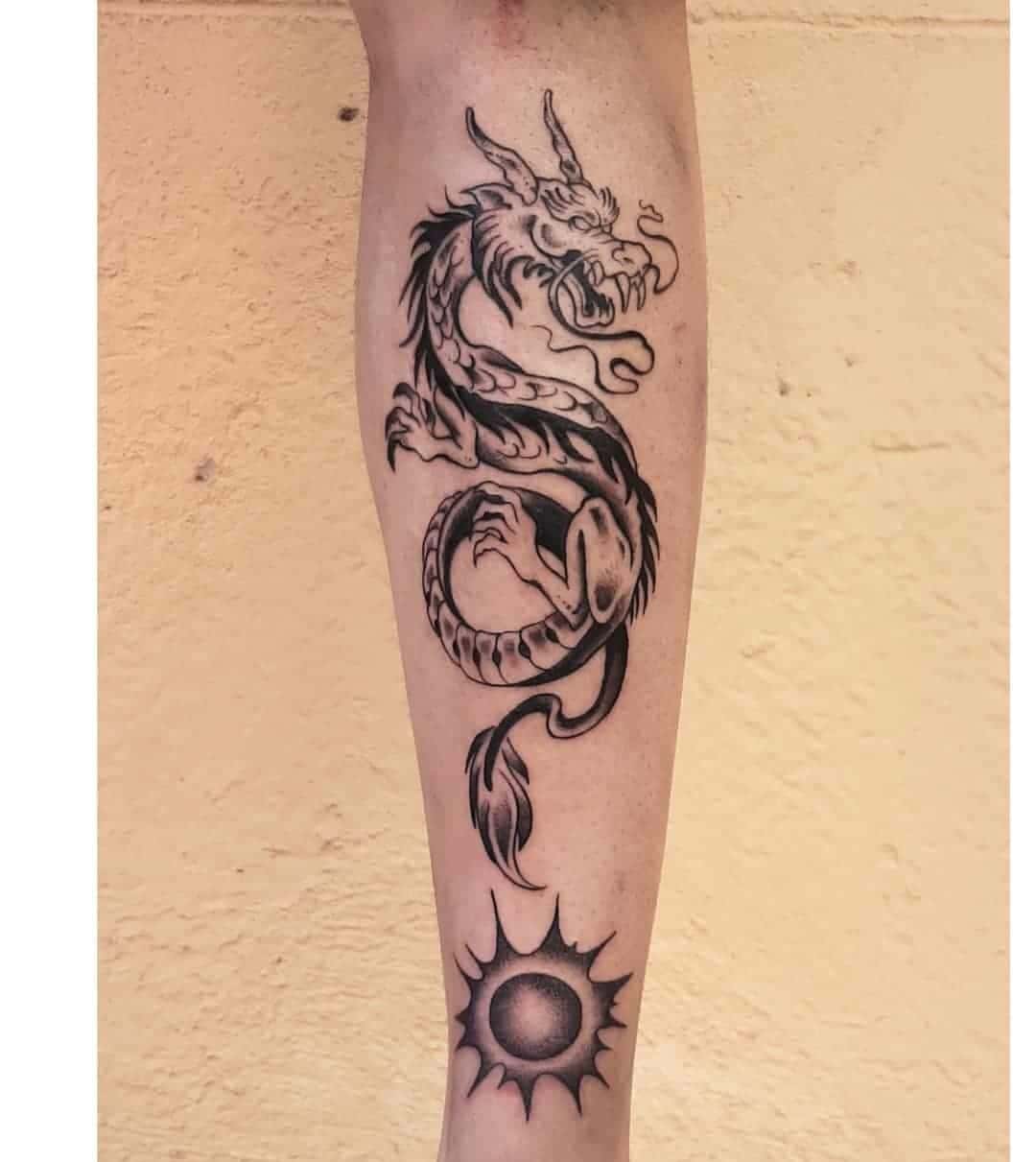 Horned Chinese Dragon Tattoo