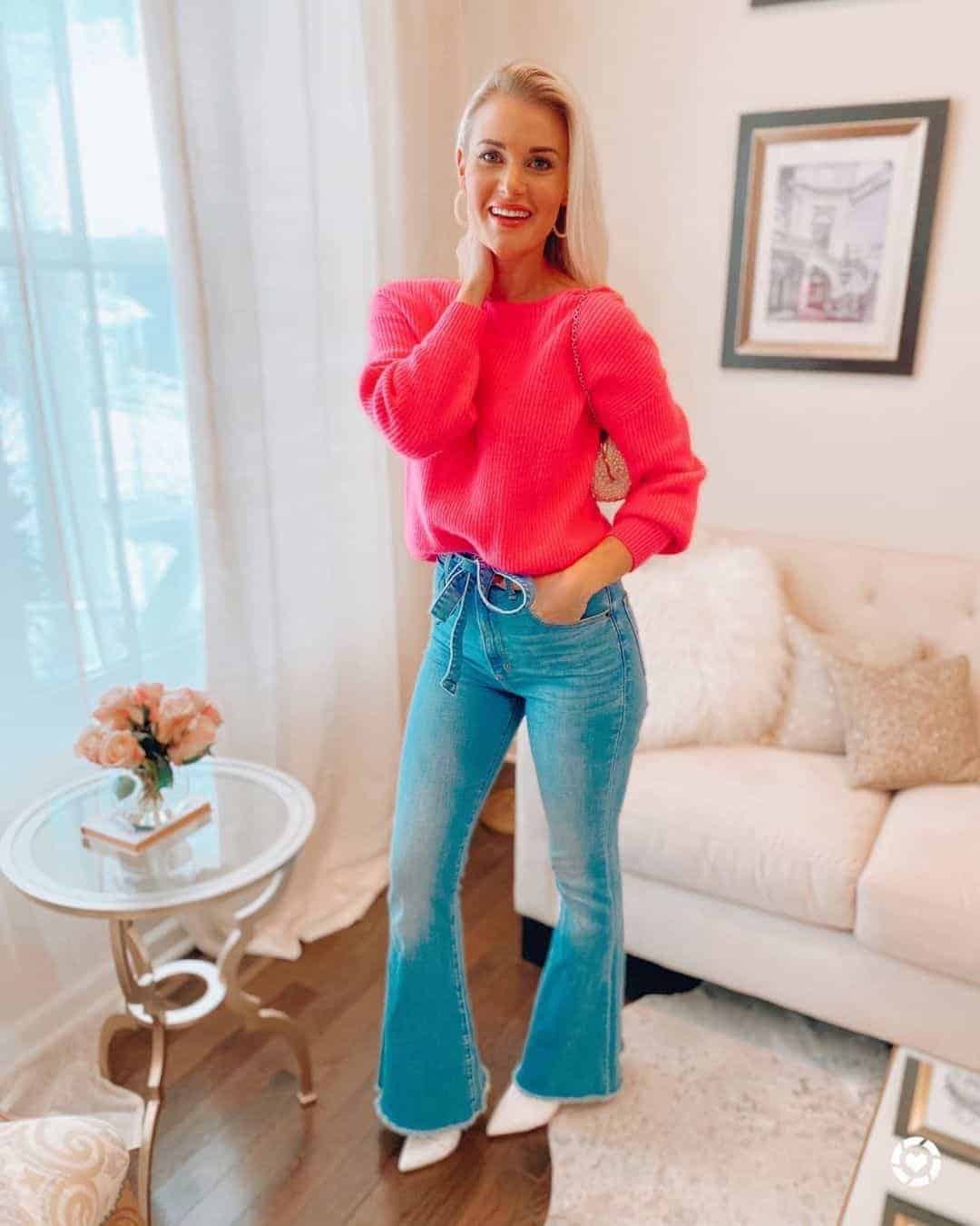 Bell-Bottom Jeans and Fuzzy Wool Sweater