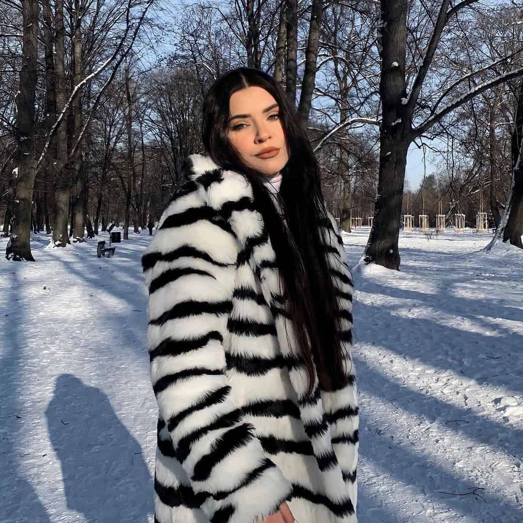 Zebra Print Faux Fur Coat