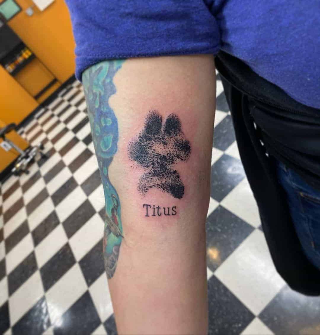 Real Pawprint and Name Tattoo