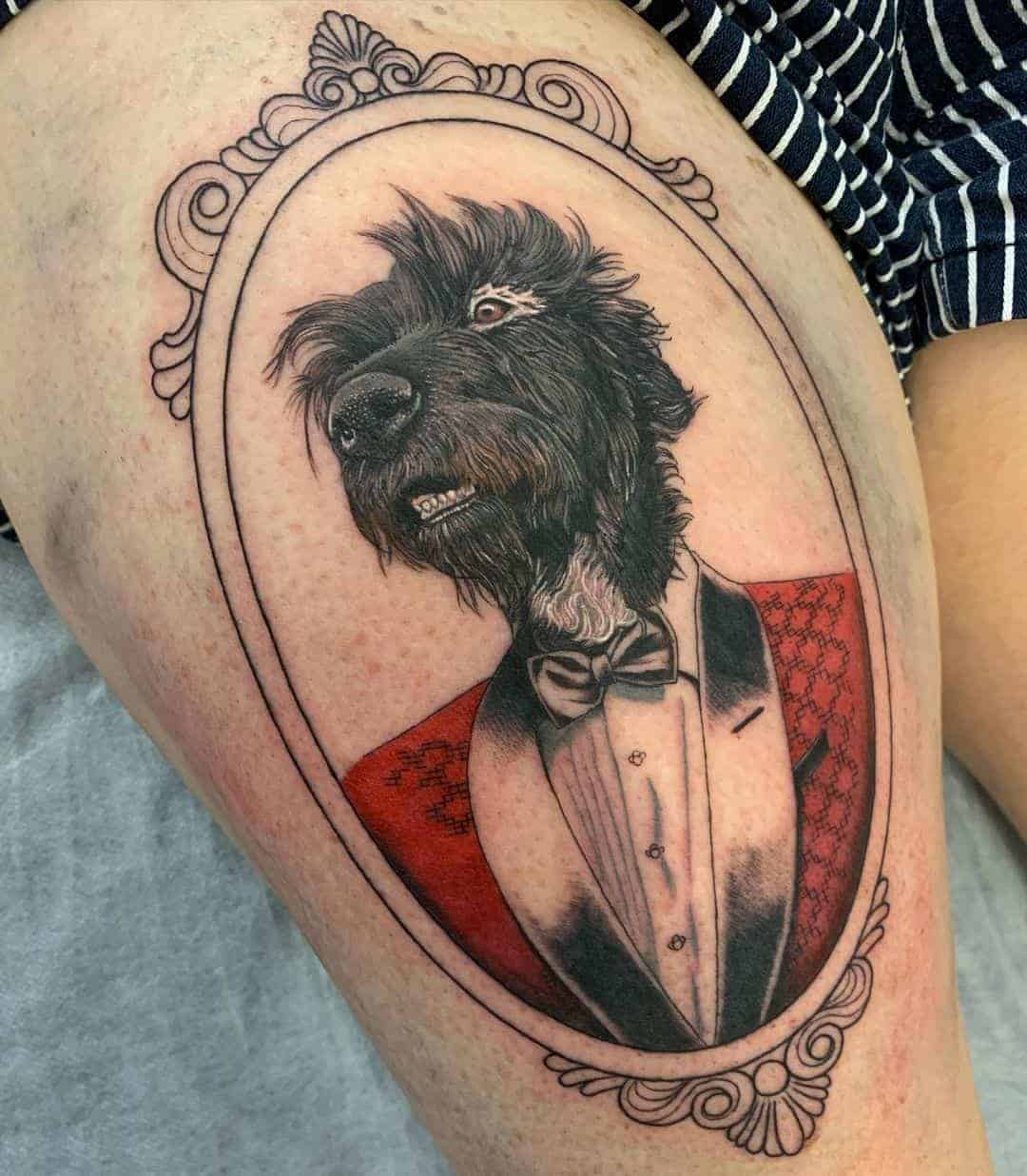 Dog in a Suit Portrait Tattoo