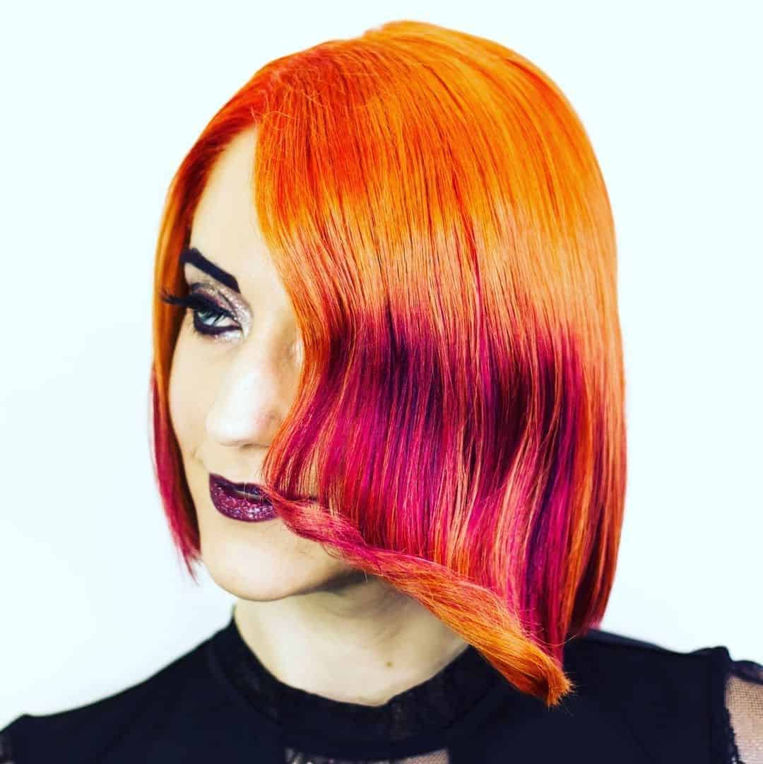 Orange and Pink Short Fall Hairstyle