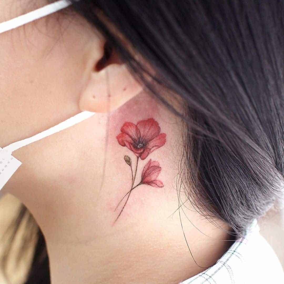 Poppy Flowers on the Neck