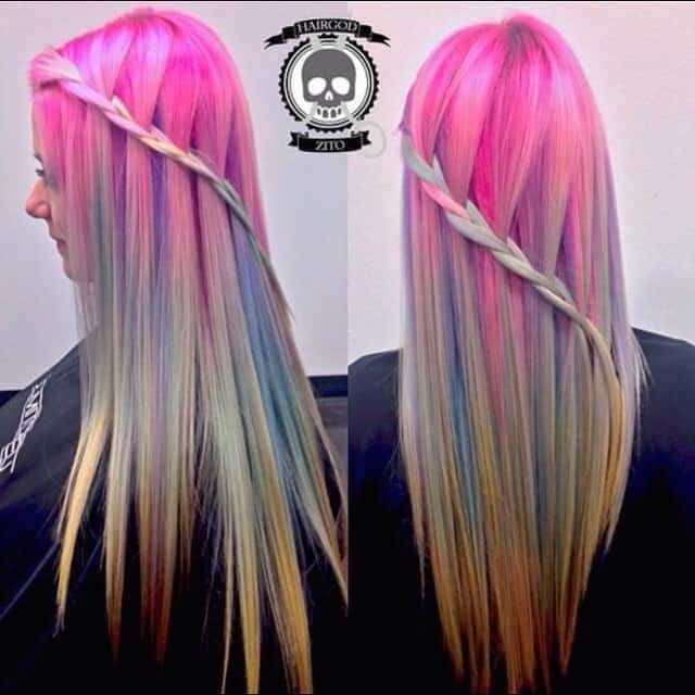 Side-Swept Multicolored Waterfall Braid