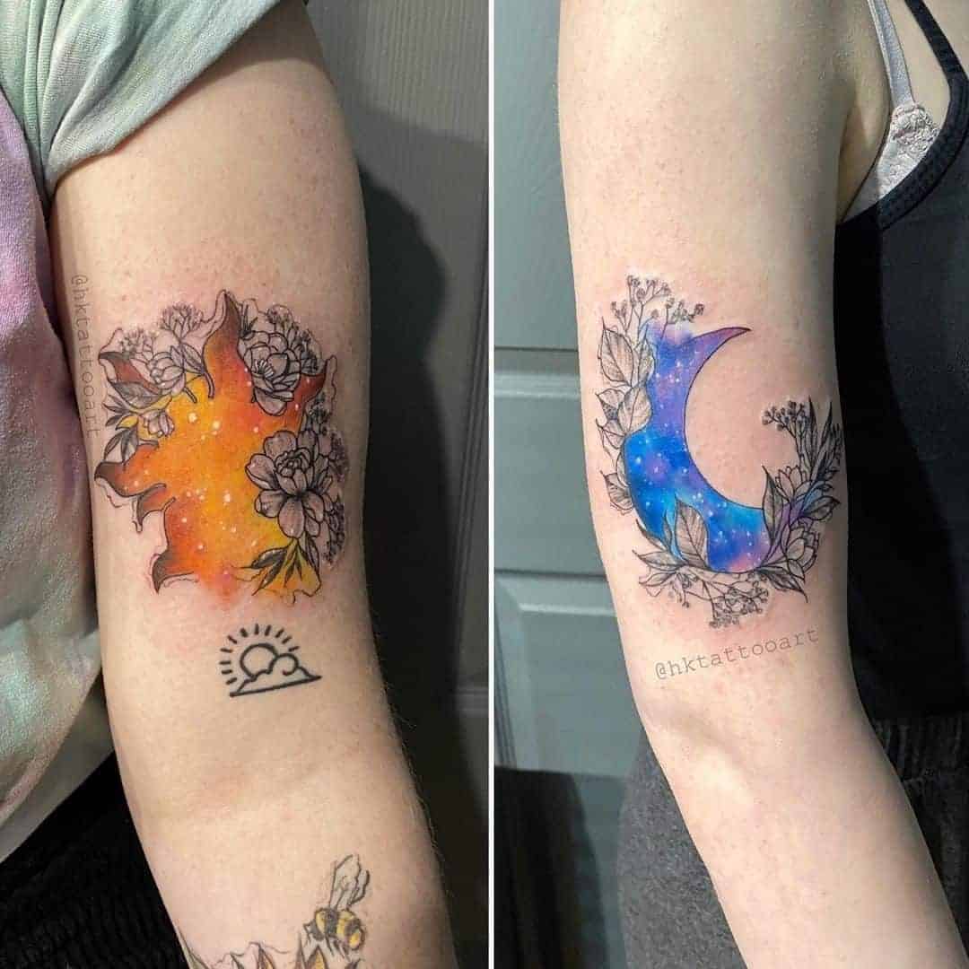 Sun and Moon Matching Tattoos