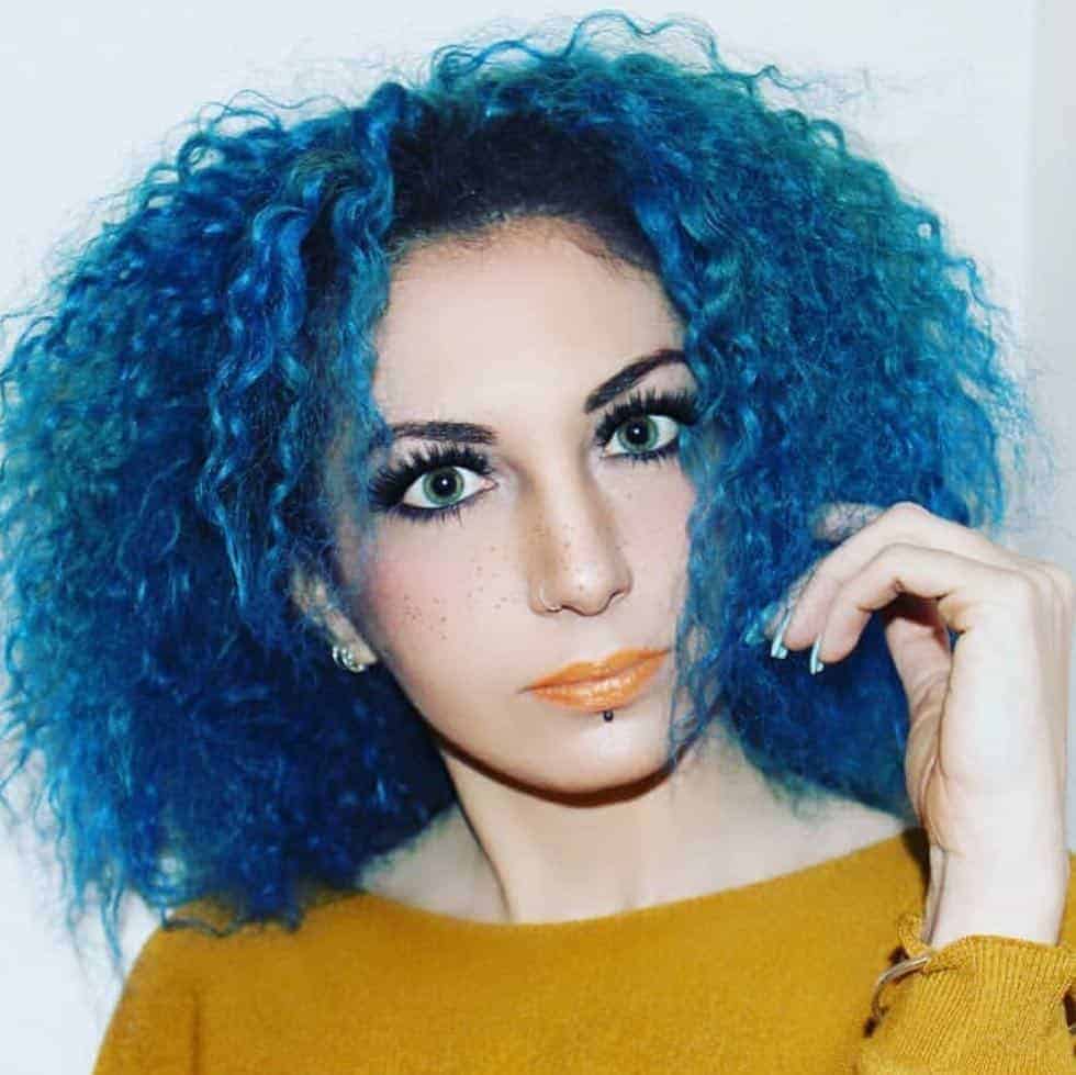 Electric Blue Loose Curly Afro