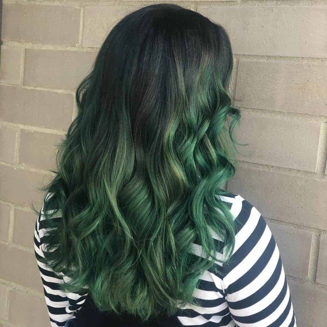 Peacock and Kelly Green Ombré Hair