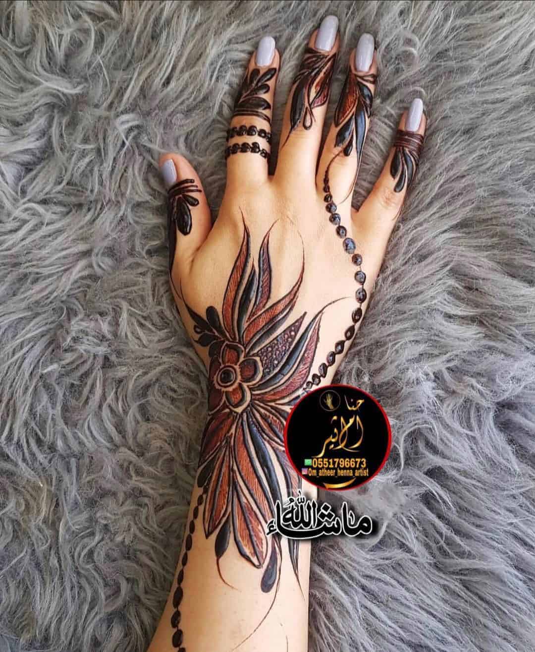 Red Flower Henna Tattoo